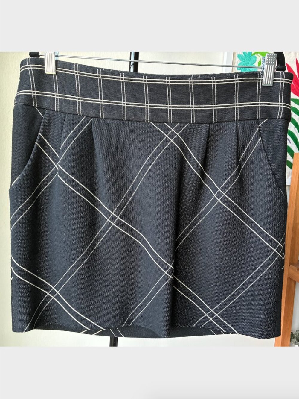 Diane von Furstenberg Black and White Checkered Mini Skirt - Size 12